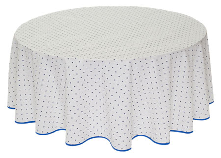 French Round Tablecloth coated or cotton Calissons white blue - Click Image to Close